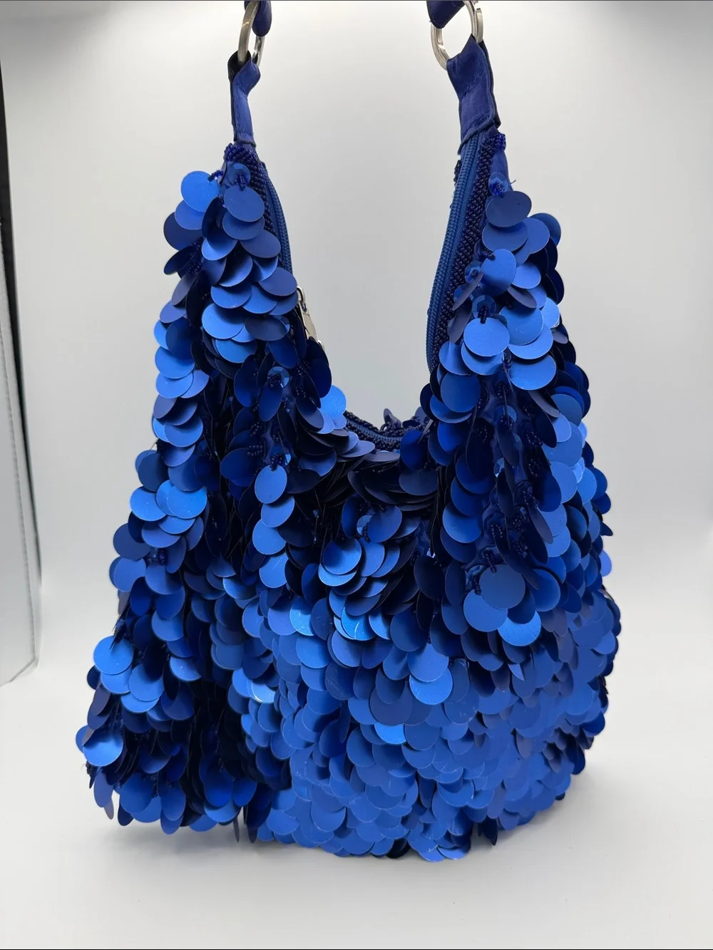 Blue Sequin Hobo Bag - Women's Shoulder Bag